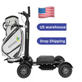 US Stock Single Seat Electric Golf Trolley 4 Wheels Motorized Mini Electric Golf Cart Aluminium 2400W Lithium Battery 36 Holes MegaBDM