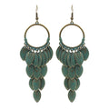 European American Vintage Bronze Earrings for Women Unique Boho Leaf Tassel Hoop New Ancient Statement Design Wedding Engagement