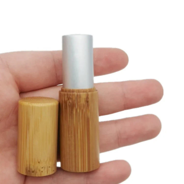 Luxury Empty Bamboo Lipstick Tubes Refillable Lip Balm Lip Gloss Tube Holder Containers for DIY Make up Cosmetic Travel