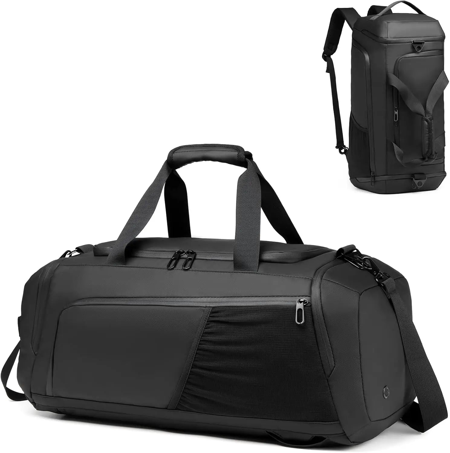 40L Waterproof Gym Duffle Bag with Shoes Compartment and Wet Pocket Travel Duffel Bag with Shoulder Strap and Backpack