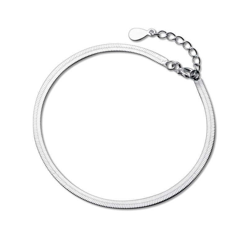 Snake Chain Bracelet Sterling Silver 925 Flat Snake Chain Bracelet Flat Herringbone