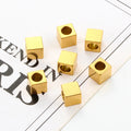 18K Mirror Polish Stainless Steel Square Spacer Beads Through-Hole Jewelry Making Charms & Components MegaBDM