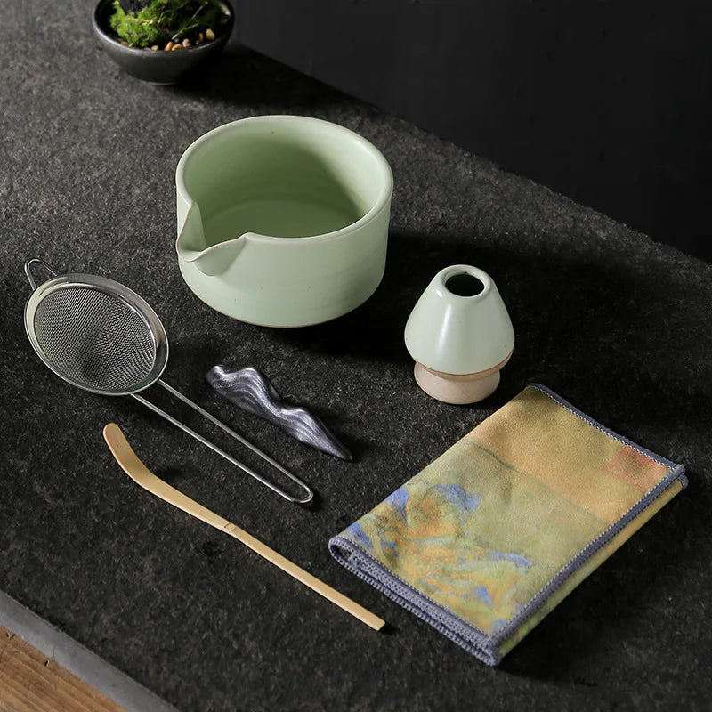 Custom Logo Handmade 100% Bamboo Matcha Whisk Set With Whisk Holder and Tea Bowl