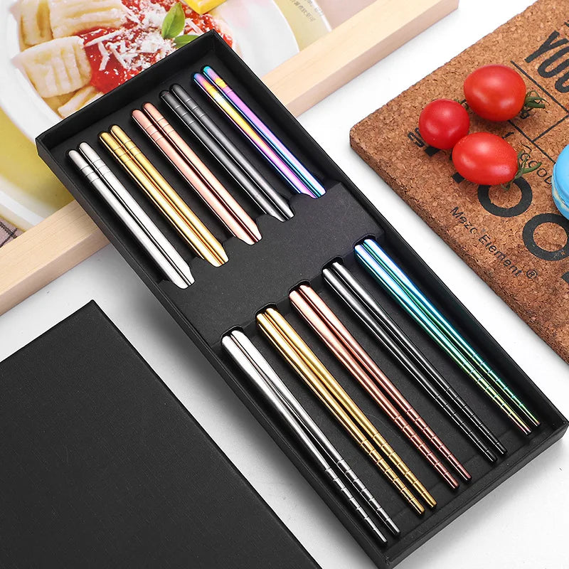 Chufei Children Korean Japanese Minimalist Stainless Steel Chopstick Rests Holder Custom Chopsticks with Gift Box for Graduation