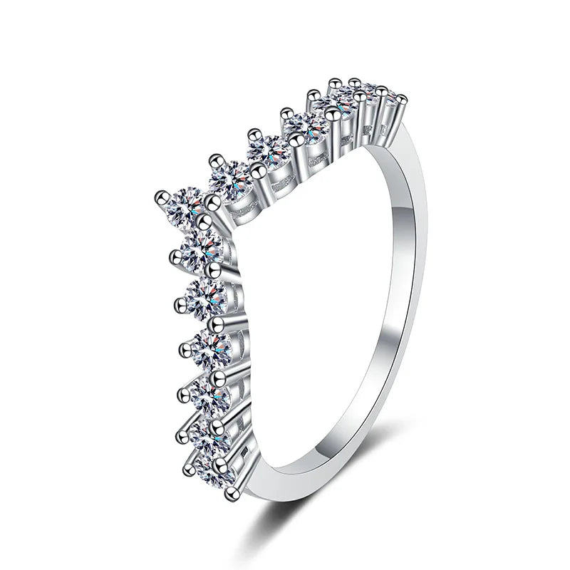 S925 Sterling Silver V-Type Engagement Rings with Moissanite High-End Wedding Jewelry Premium for Couples
