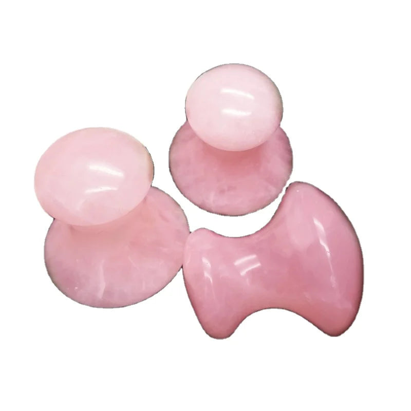 HY Factory Price Hand Carved Mushroom Shaped Natural Rose Quartz Crystal Gua Sha Stone