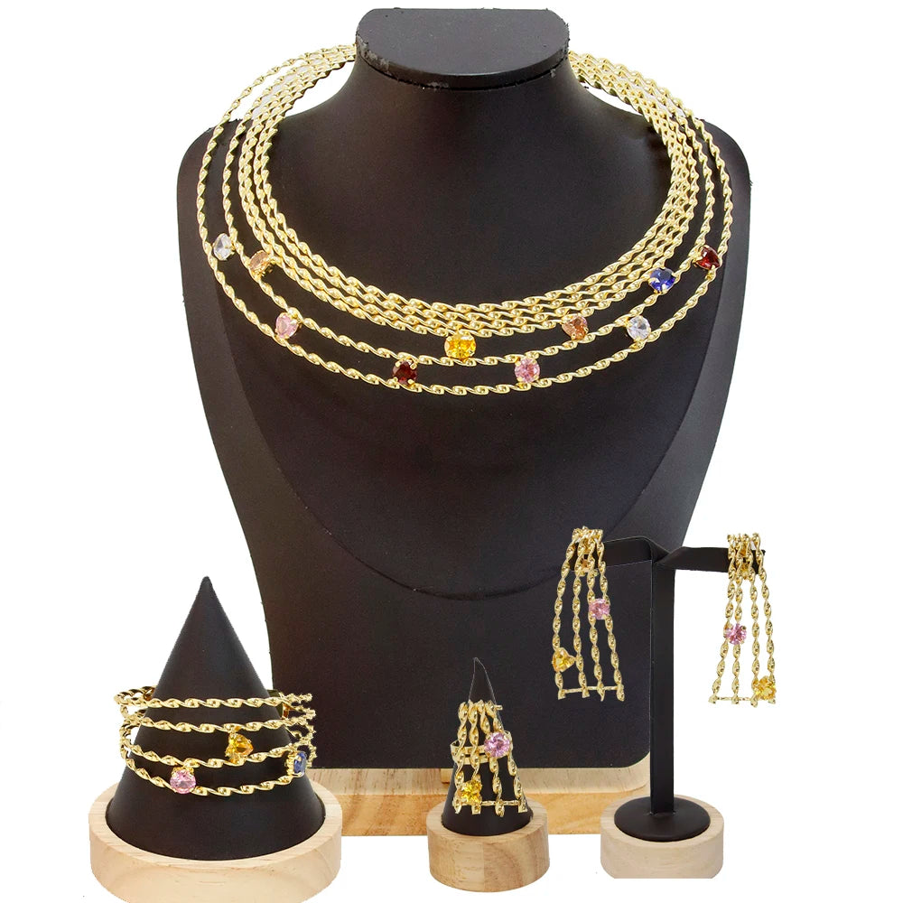 MEIZI Jewelry Jewelry Sets for Women Exquisite Necklace Earrings Ring Bracelet Gift