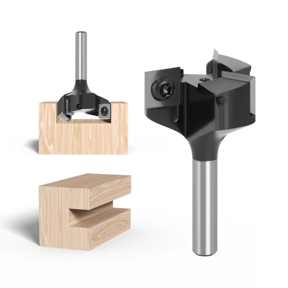Router Bits Woodworking 8mm Shank Insert-Style Spoilboard CNC Router Bit Set Replaceable Blade Planing Bit Face End Milling Cutter for Wood-C X08A3712