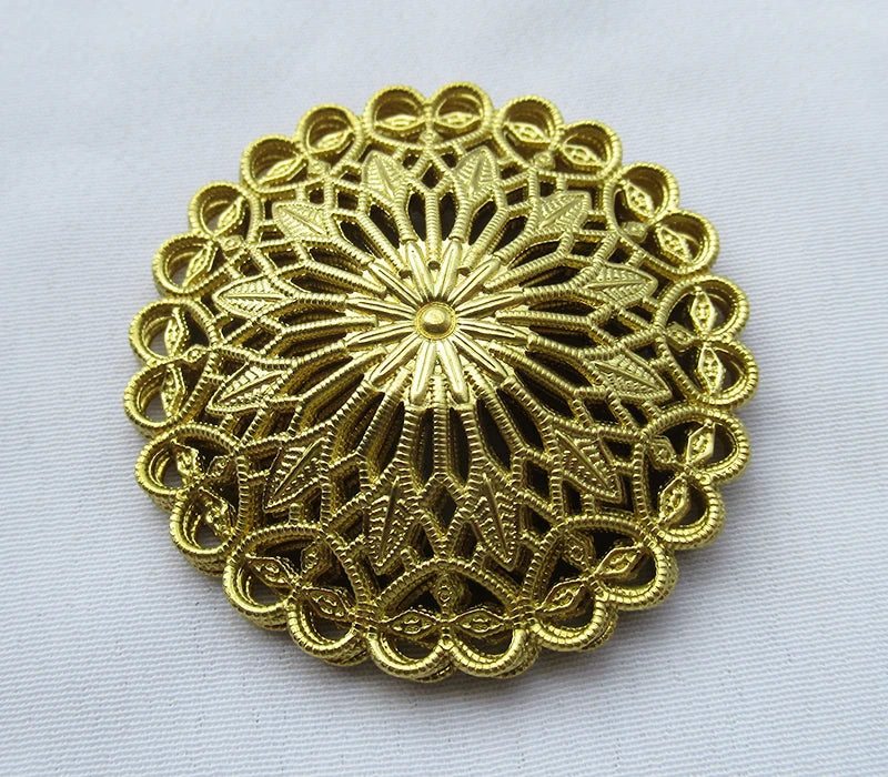 Arched Brass Filigrees 37mm Large Flower Bead Caps