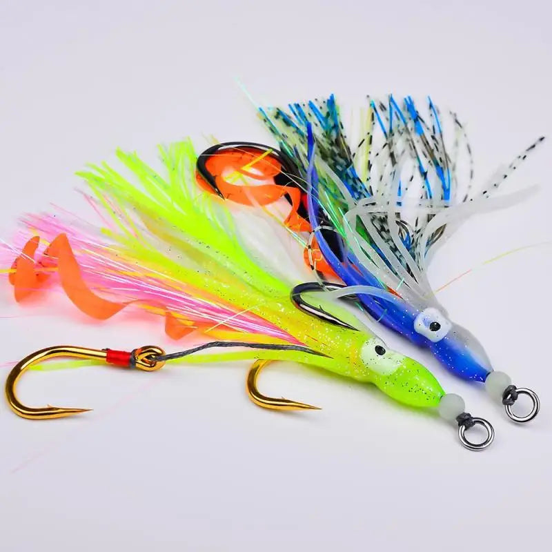 Wholesale Luminous Bionic Squid Fishing Lure With Steel Barbed Hook Skirt Fishing Lure MegaBDM