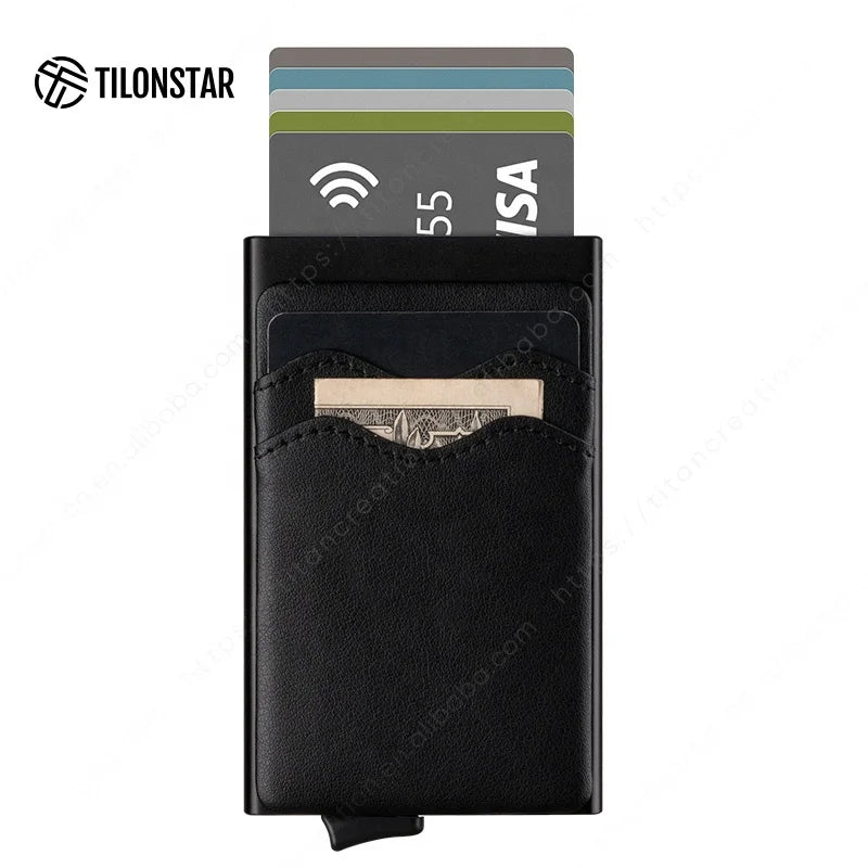 High-end Customization Real Leather Pop up Wallet Rfid Bocking Card Holder
