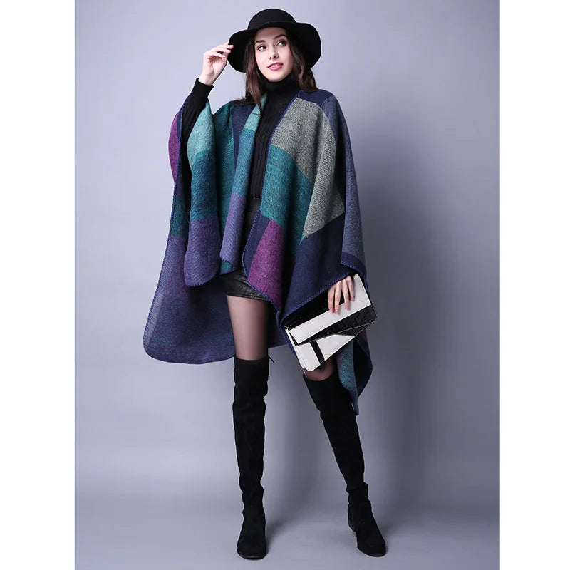 2021 New Fashion Women's Winter Acrylic Poncho Vintage Ladies Knit Pashmina Shawl Ethnic Poncho Scarf Shawl for Warmth