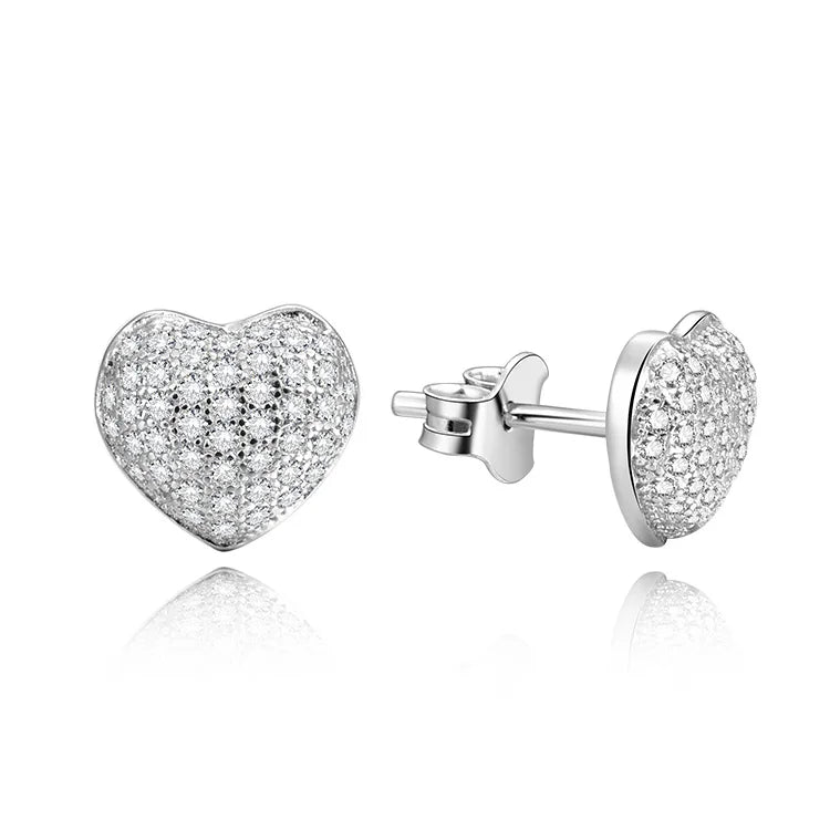 Beautiful Dainty 925 Sterling Silver Jewelry Female Heart Shaped Earrings