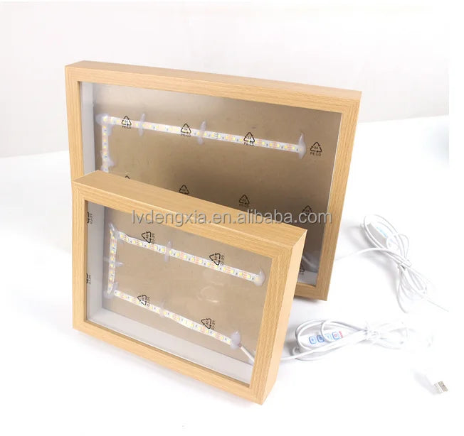 Factory Wholesale Creative Wood Lamp 3D Acrylic Photo Frame Light LED Desk Lamp for Birthday Present