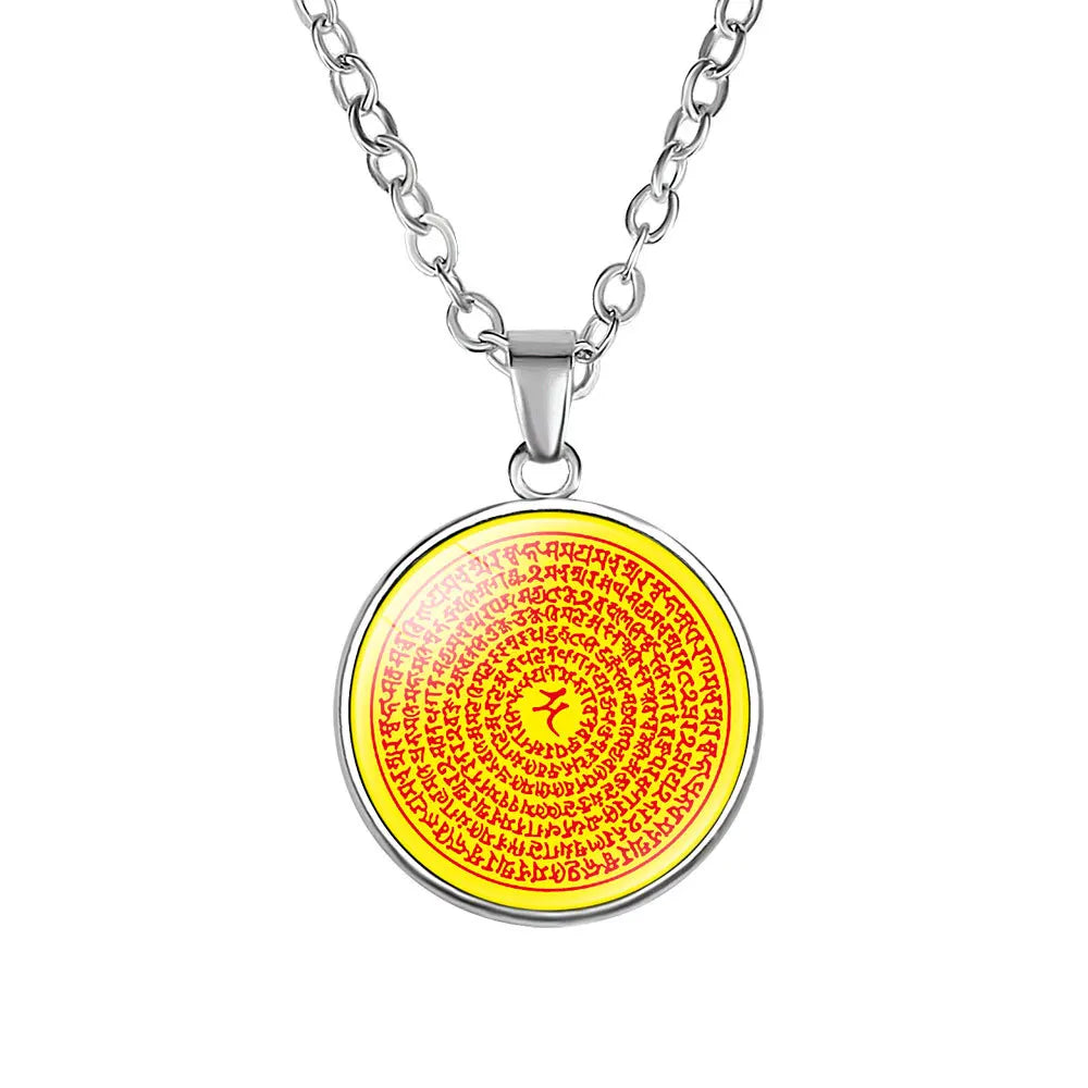 Buddhist Accessories Custom Religious Shurangama Mantra Glass Pendant Buddhism Necklace