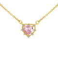 Simple Trendy Brass Clavicle Pendant Necklace for Women Gold Plated Heart-Shaped Diamond Crystal Link Chain Jewelry