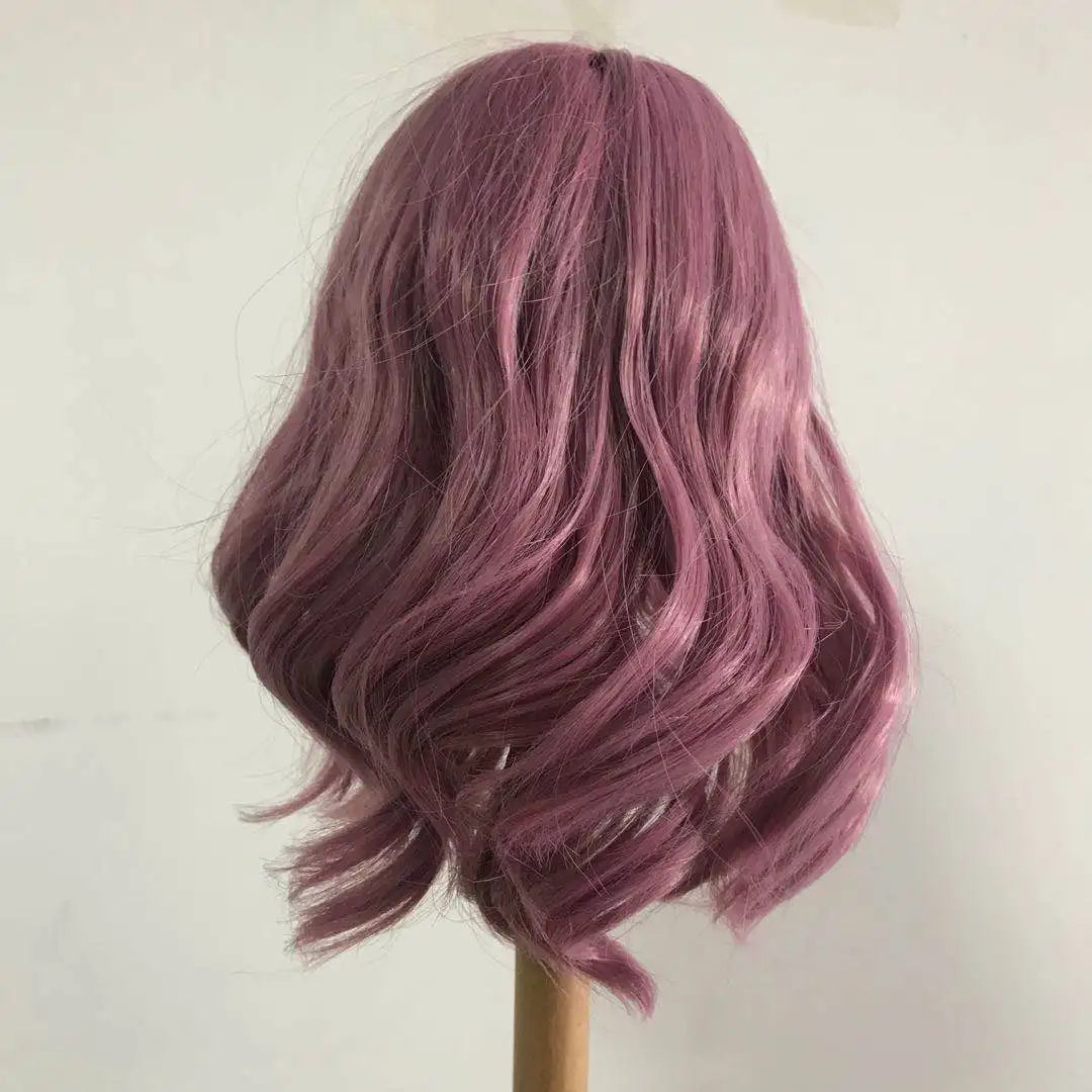 Pinky SD Doll Wig with Bang Human Hair Mix Color with Blonde 8-9 Inch Head