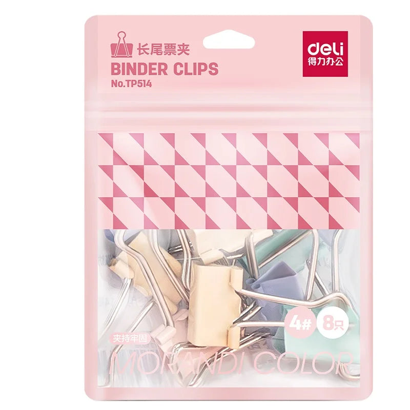 Deli TP514 8pcs/card Metal Binder Clips for School Students Data Folder test Paper Folder 264card*8pcs=2112pcs Per Carton Set