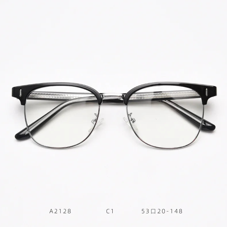 Retro Eyebrow Glasses Frame Anti Blue Light Myopia Eyeglasses Casual Half Frames Men Design Classic Flat Light Glasses Female
