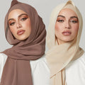 Zifeng OME Spring and Summer New High-quality Pearl Chiffon Scarf Tube Hat One Set of Pure Color Simple Malay Women's Headscarf