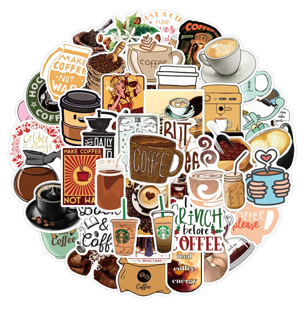 50 Pcs DIY Graffiti Guitar Sticker Vinyl Waterproof Stationary Stickers for Laptop Luggage Scrapbook Coffee Stickers