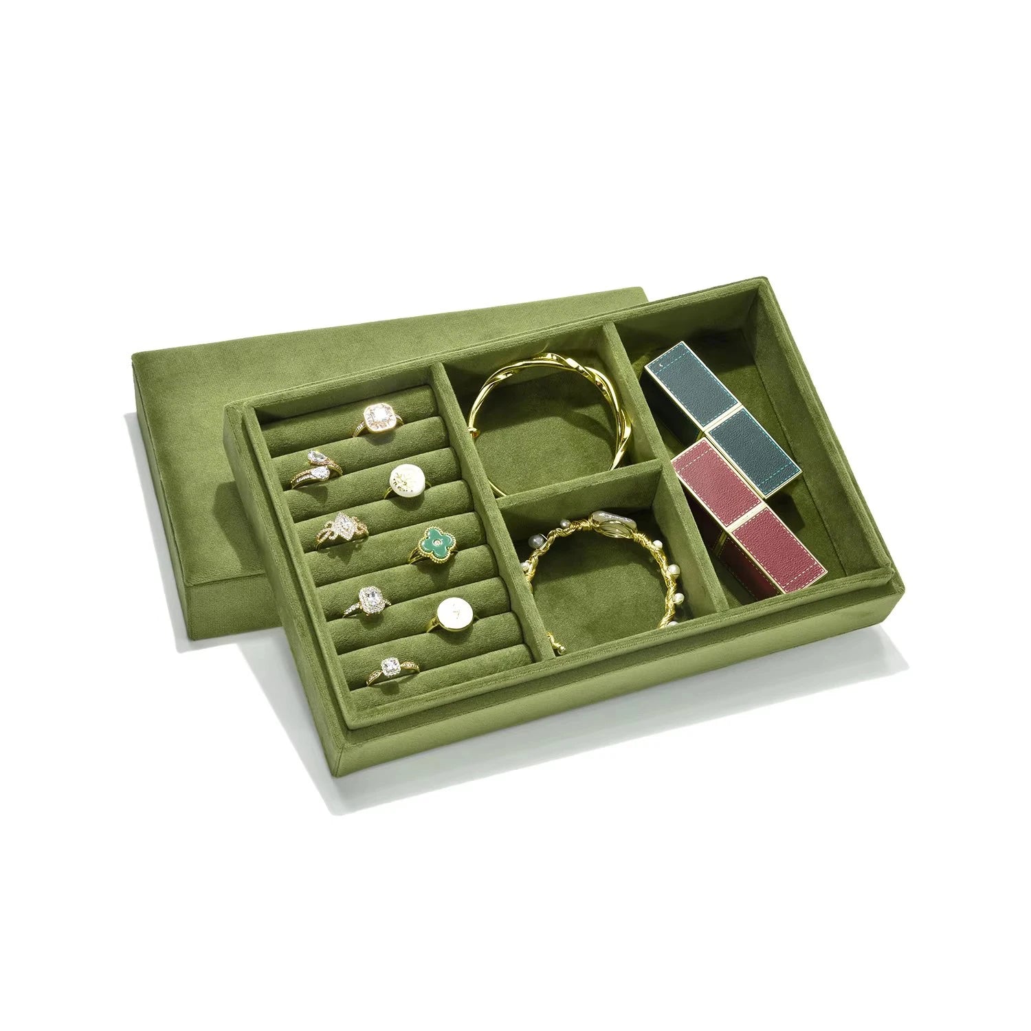 Wholesale Ring Case Custom Logo Velvet Necklace Ring Packaging Jewelry Box Velvet Travel Jewelry Box Organizer