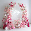 2024 New Design Hot Pink Flower Arrangement Horn Arch Background Flower for Wedding Decor Party Events Decoration