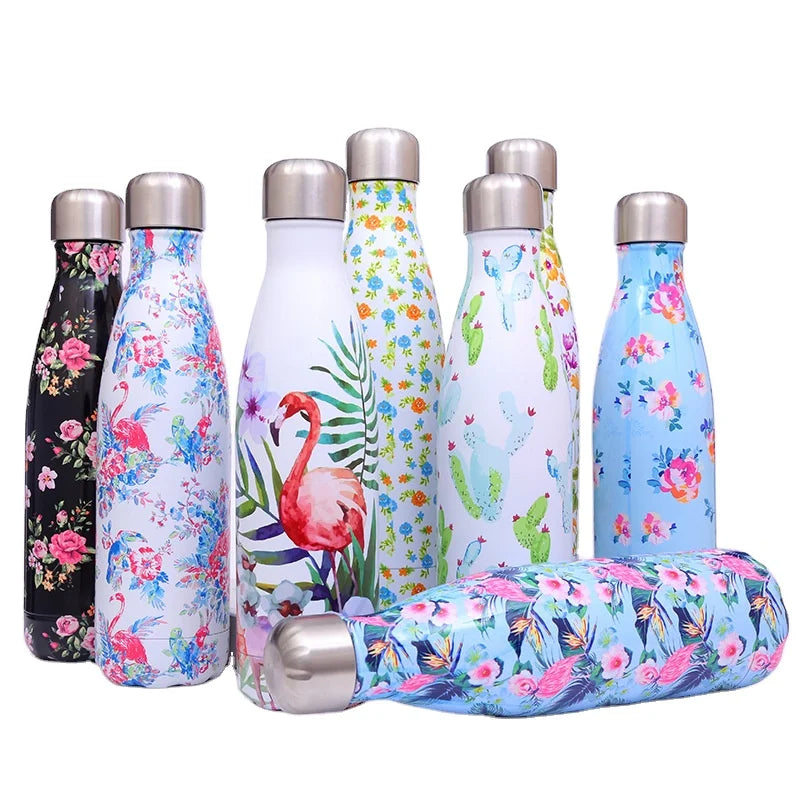 RTS 17oz 500ml Gym Sports Colorful Double Wall Thermal Vacuum Flask 18/8 Stainless Steel Cute Hot Water Bottles