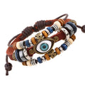 Hot Sale Unisex Handmade Beaded Evil Eyes Leather Bracelet Adjustable Size Braided Bangle for Men Women Trendy Unisex Gifts