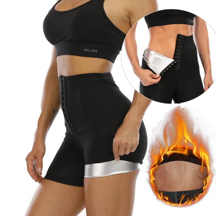 Customer Logo Sauna Suit Pants Women Sweat Slimming Leggings Shorts High Waist Workout Body Shaper Suits