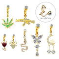 Gaby Hot Sale Clip on Belly Rings butterfly Snake Fake Belly Ring for Woman 2022 Non Piercing Nave Rings Wholesale Body Jewelry