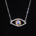 C8181 Abiding Fashion Fine Jewelry White Cubic Zirconia Devil Eye 925 Sterling Silver Necklace with Natural Moonstone