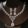2022 Hot Selling Wedding Jewelry Accessories Bridal Zircon Jewelry Set Temperament Flower Necklace Earrings Set for Women