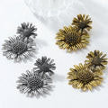 2025 New Arrival Punk Women Big Metal Vintage Retro Large Exaggerated Earrings Sunflower Retro Exaggerated Earrings for Women
