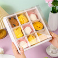 Clear Lid Nine Spaces Dessert Cake Box Bread Biscuit Snack Baking Kraft  Paper Box 9/6 Compartment Food Boxes