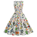 Summer Ladies Sleeveless Dress Plus Size Womens Office Print Swing Skirt Bohemian Retro Casual Dresses