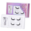 Custom Logo 2 Pair Reusable Natural Long Magnetic Lashes With Applicator No Glue Needed Soft Magnetic Eyelashes Set