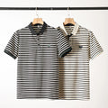 Spring and Summer New Men's Fashion Polo Neck Striped Short Sleeve T-shirt Business Casual Plus Size Men's T-shirt.