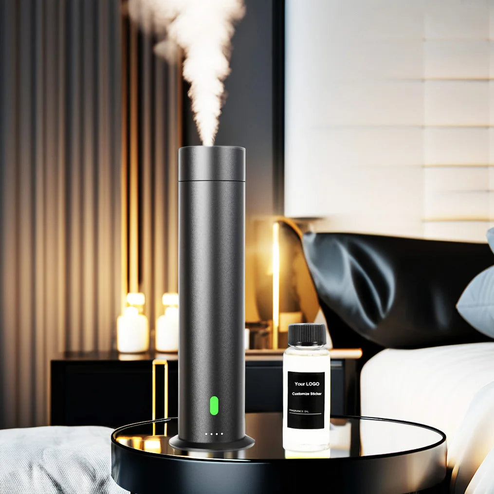 Studio Scent Diffuser Cylindrical Silver Black Waterless Smart Essential Oil Tower Aroma Diffuser Luxury Hotel Collection