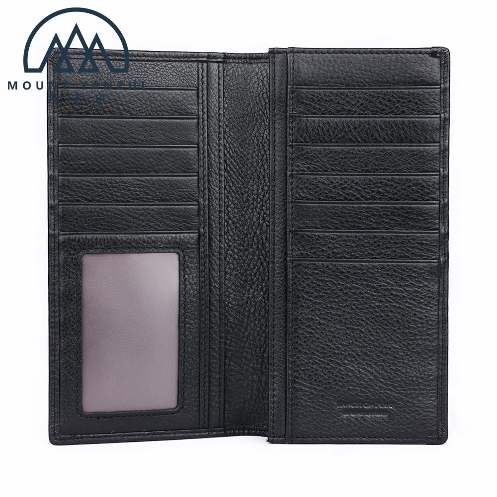 2025 Latest Custom Logo Minimalist ID Credit Card Holder Genuine Leather Wallet for Men Bifold Long Wallet