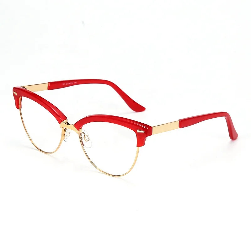 Factory Wholesale High End Branded Women Red Acetate Metal Optical Eye Glasses Frames