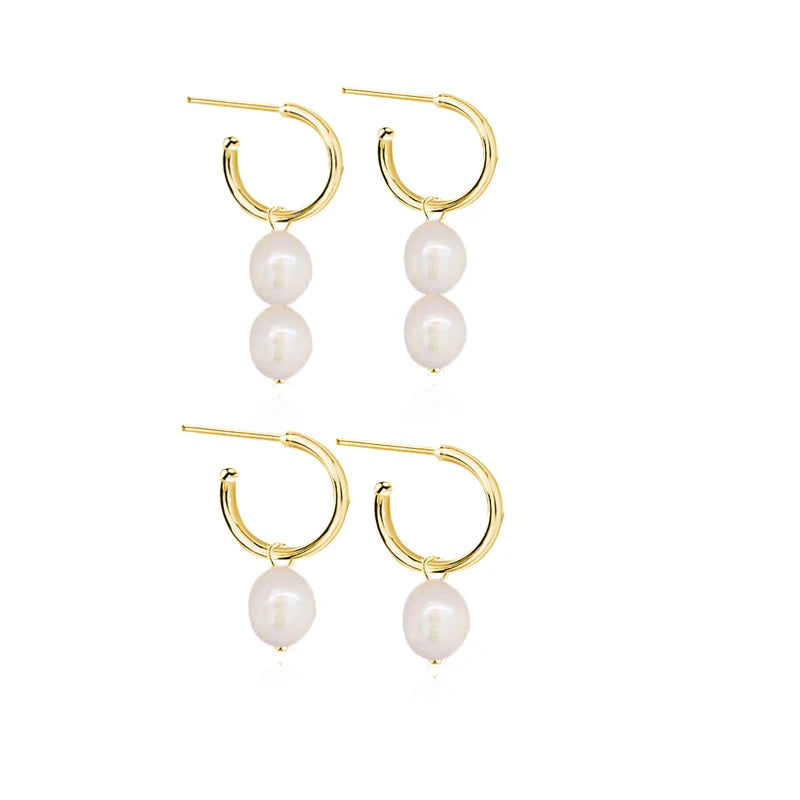 Fashion Jewelry 925 Sterling Silver Baroque Pearl Earrings 18K Gold Plated Freshwater Pearl Drop Earrings Womens