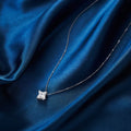 RINNTIN SLZN20 MInimalist 925 Sterling Silver Four Pointed Star Shaped Diamond Zircon Pendant Necklace for Women