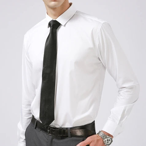 Men's Oversized Bamboo Fiber Long Sleeved Shirt Men's Non Ironing Business Casual Professional Solid Color Lining Clothing