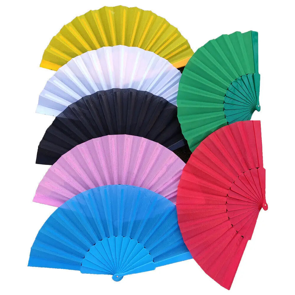BSBH High Quality Plastic Hand Folding Fan With Custom Logo for Summer Party Gift Hand Handles Wedding Party Dance Fan