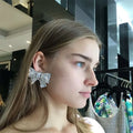 Fashion Jewelry Gift Romantic Bridals Wedding Earrings Micro Clear Cubic Zircon Bow-knot Stud Earrings for Women