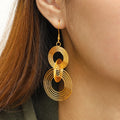 18K Gold Plated Stainless Steel Luxury Statement Shift Three Hoop Non Tarnish Unique Coil Hook Earrings