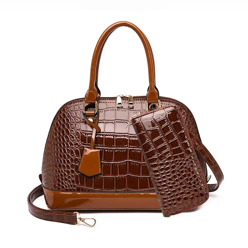 Vintage Trending crocodile PU Leather Women Shoulder Purse Shell Shaped Ladies Bags Handbag 2022