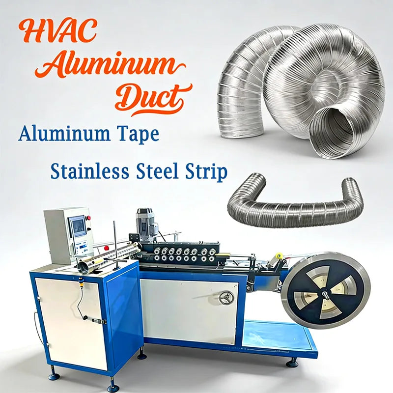 HVAC Pure Aluminum Linner Flexible Air Duct Forming Machine for Chimney Ventilation Flex Stainless Steel Pipe Making Machine