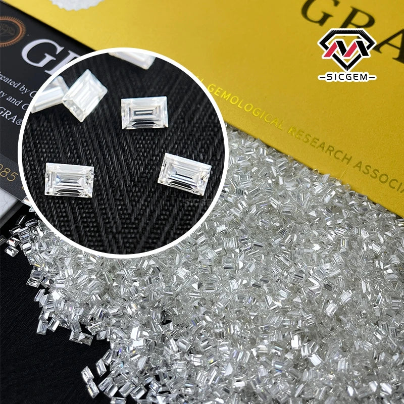 SICGEM Baguette Cut Synthetic Loose Moissanite VVS1 Clarity D Color for Jewelry Manufacturing